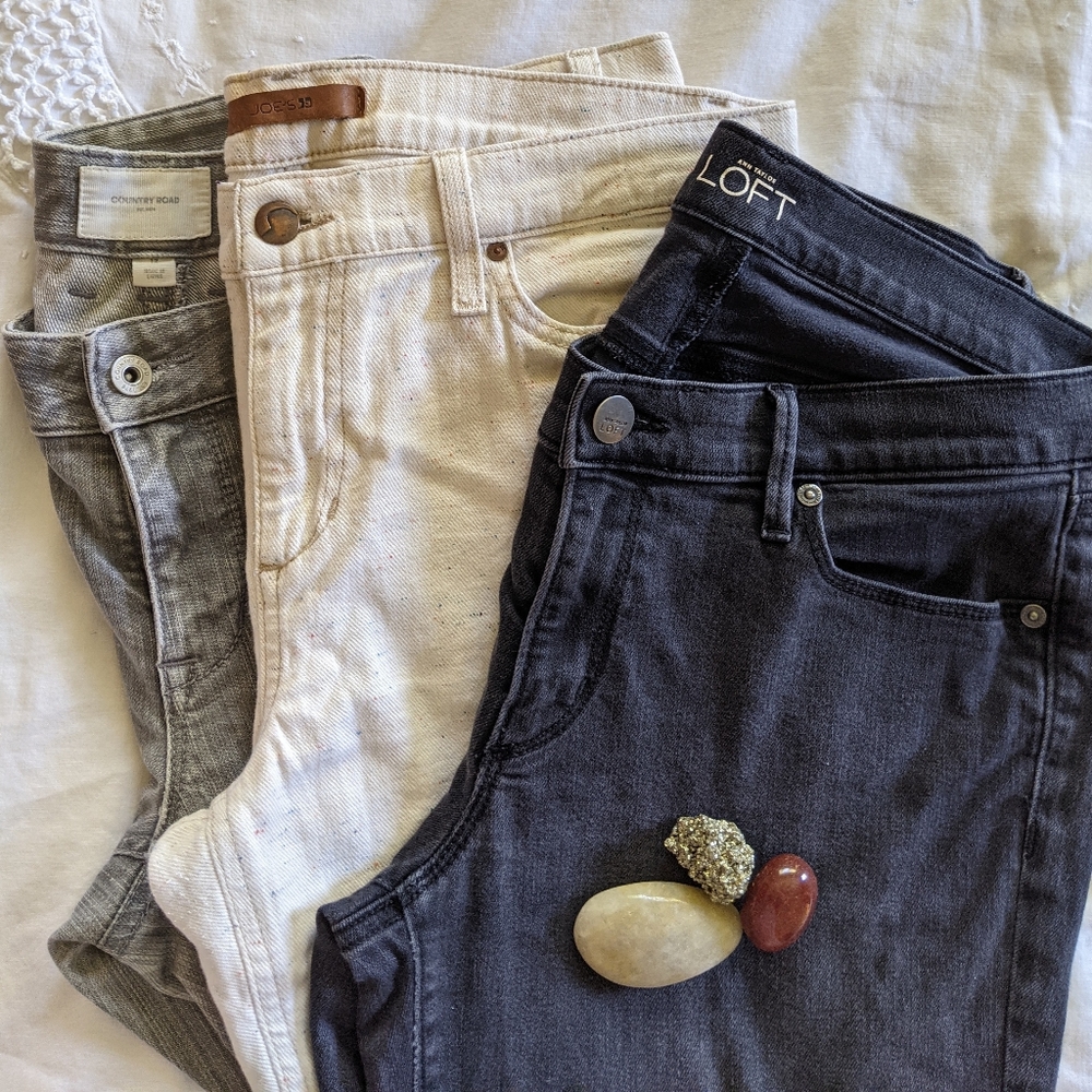 Denim Jeans Bundle - 3 pcs Gray, Off-White, Black